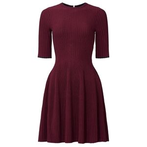 Elegant Burgundy Ribbed Knit Dress | Renyina Dress - Ted Baker